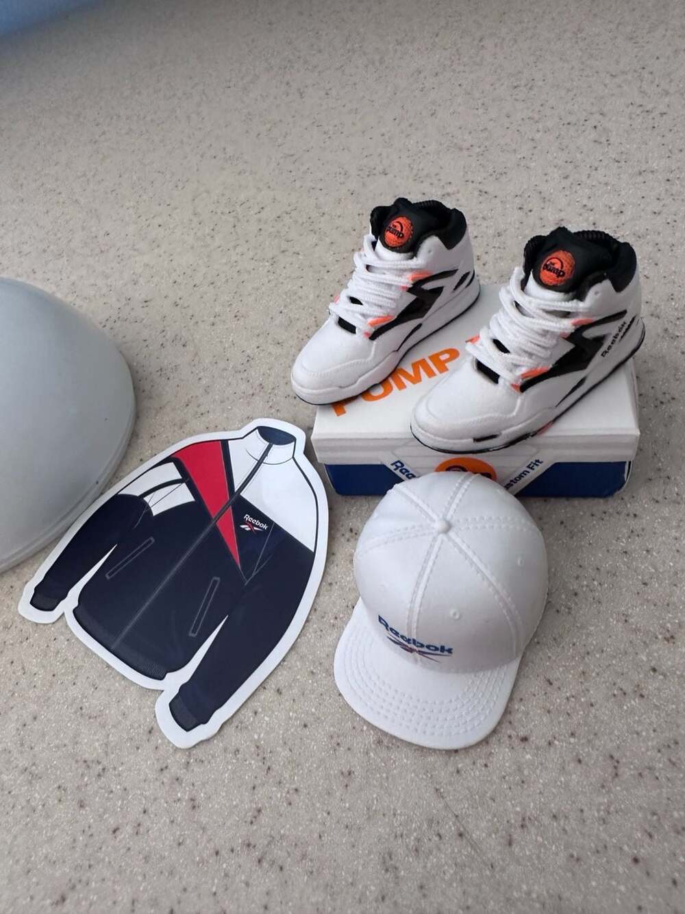 Vintage 1990s Reebok Pump Miniature Shoe and Hat Set